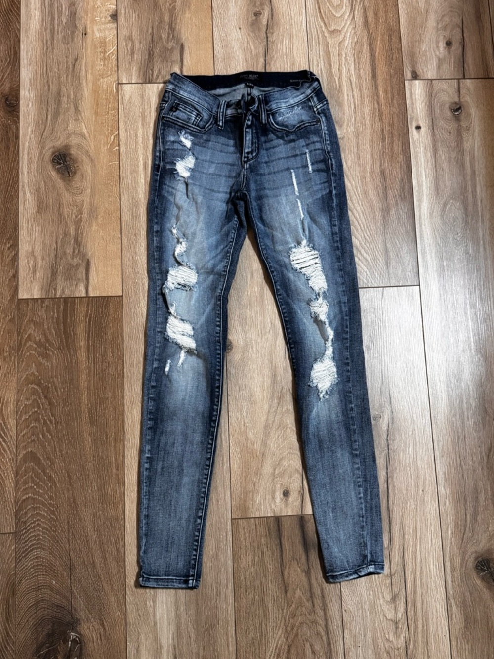 Judy Blue Dark Blue Distressed Skinny Jeans
